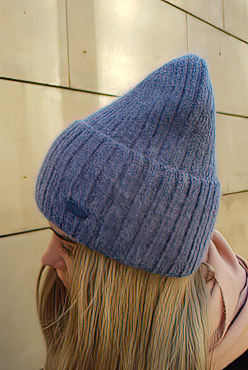 Шапка женская ангора с отворотом синяя Шапка женская ангора с отворотом синяя